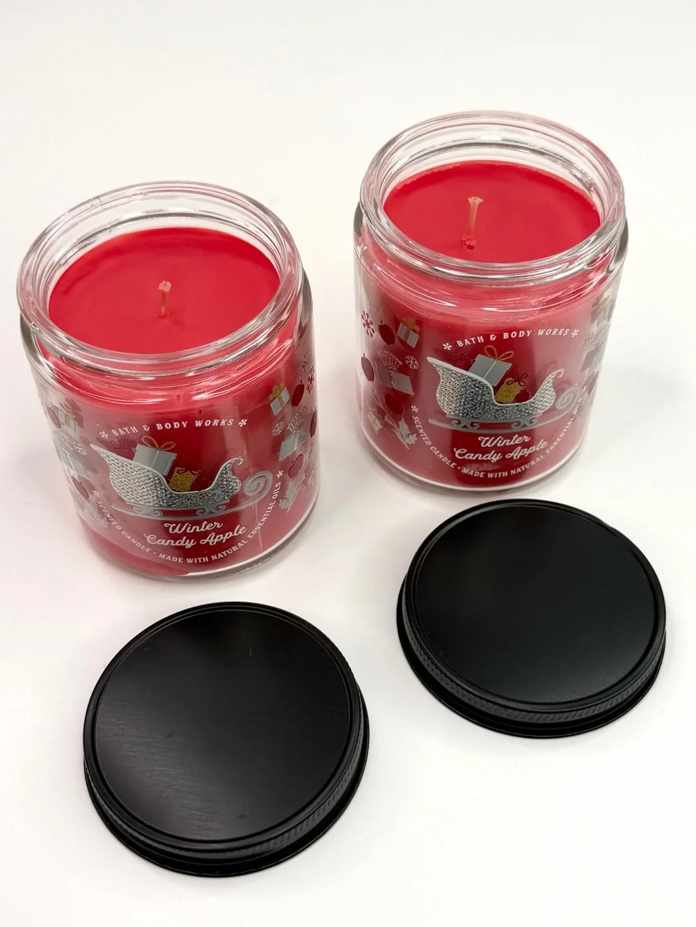 Bath & Body Works Set of 2 Winter Candy Apple Single Wick Jar Candle - Picture 2 of 4